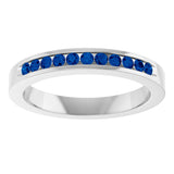 Platinum Natural Blue Sapphire Anniversary Band Size 7