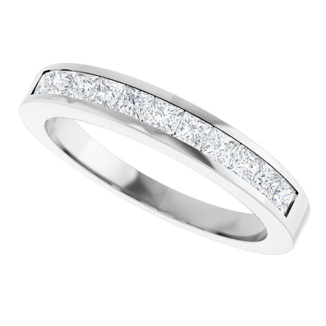 14K White 1/2 CTW Natural Diamond Anniversary Band Size 7