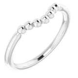 14K White Stackable Beaded Stackable Ring