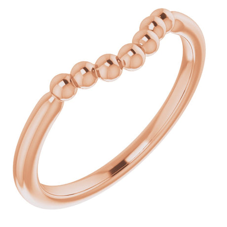 14K Rose Stackable Beaded Stackable Ring