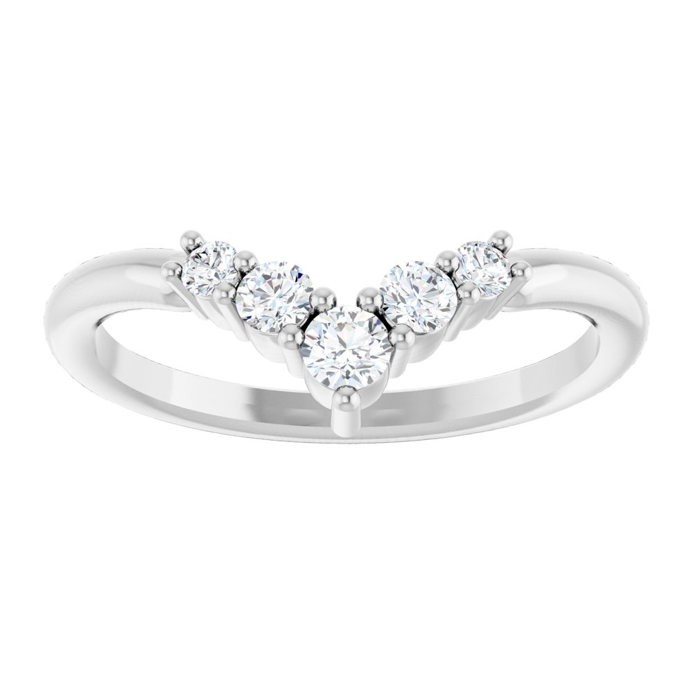 14K White 1/4 CTW Natural Diamond Graduated V Ring