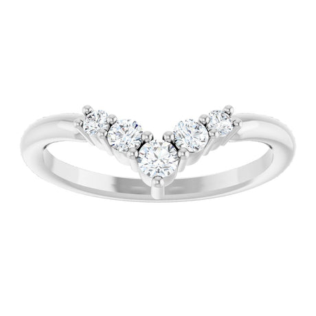 14K White Gold 1/4 CTW Natural Diamond Graduated V Ring