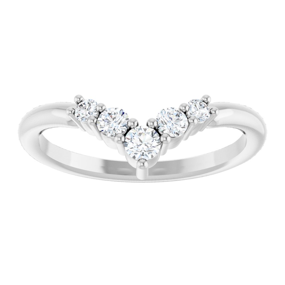 14K White Gold 1/4 CTW Natural Diamond Graduated V Ring