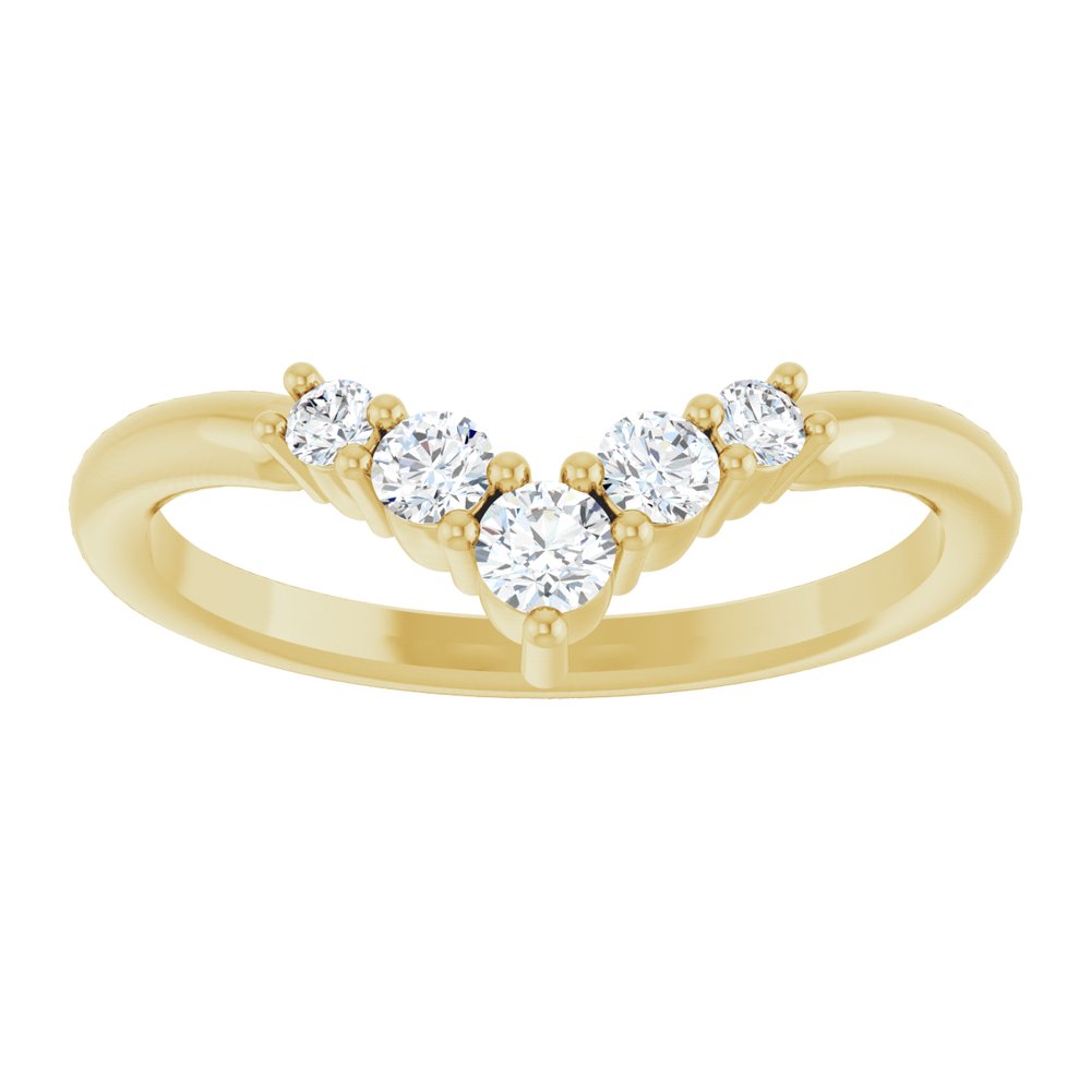 14K Yellow 1/4 CTW Natural Diamond Graduated V Ring