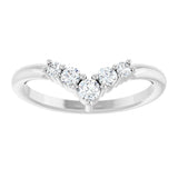 14K White 1/4 CTW Natural Diamond Graduated V Ring