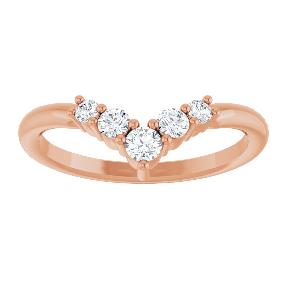 14K Rose 1/4 CTW Natural Diamond Graduated V Ring