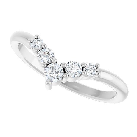 14K White Gold 1/4 CTW Natural Diamond Graduated V Ring