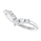 14K White 1/4 CTW Natural Diamond Graduated V Ring