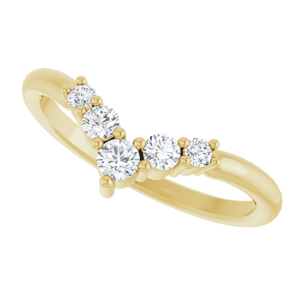 14K Yellow 1/4 CTW Natural Diamond Graduated V Ring