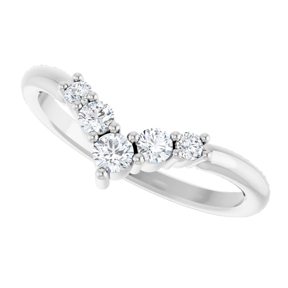14K White Gold 1/4 CTW Natural Diamond Graduated V Ring