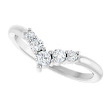 14K White Gold 1/4 CTW Natural Diamond Graduated V Ring