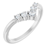 14K White 1/4 CTW Natural Diamond Graduated V Ring