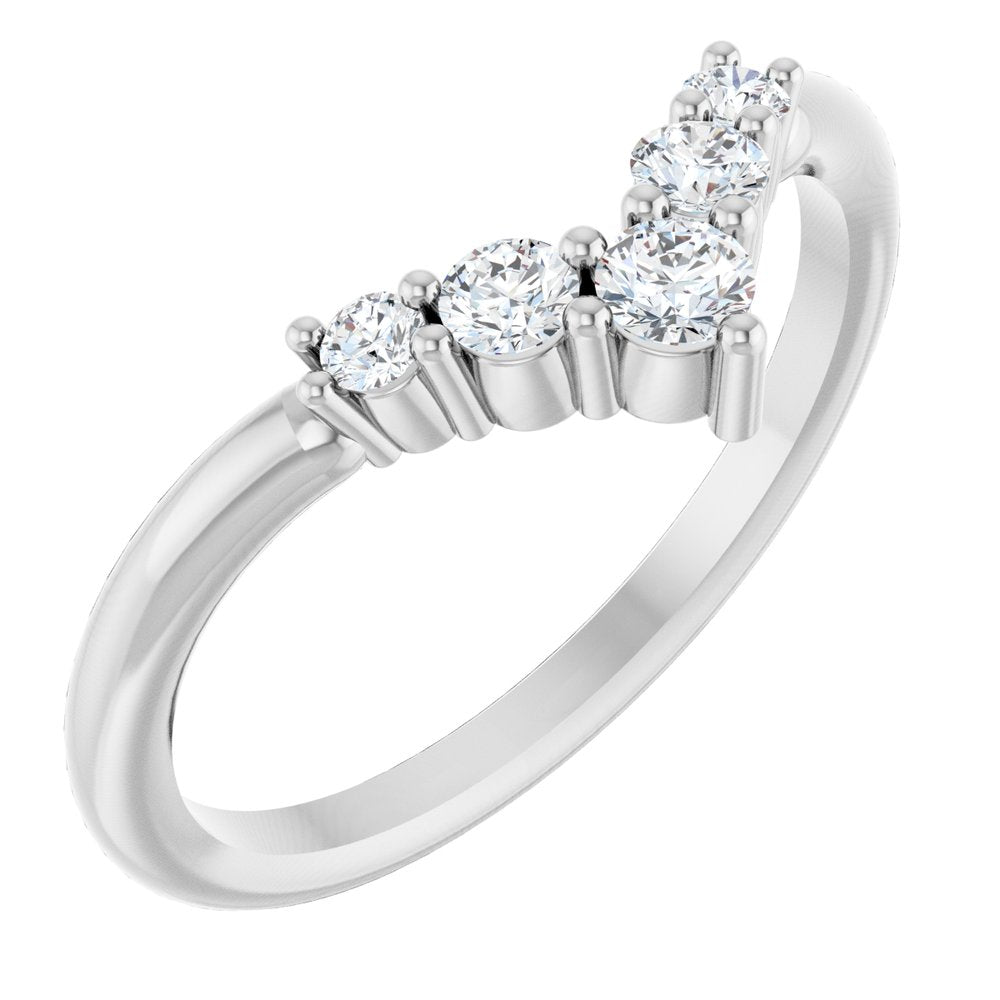 14K White Gold 1/4 CTW Natural Diamond Graduated V Ring