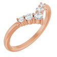 14K Rose 1/4 CTW Natural Diamond Graduated V Ring