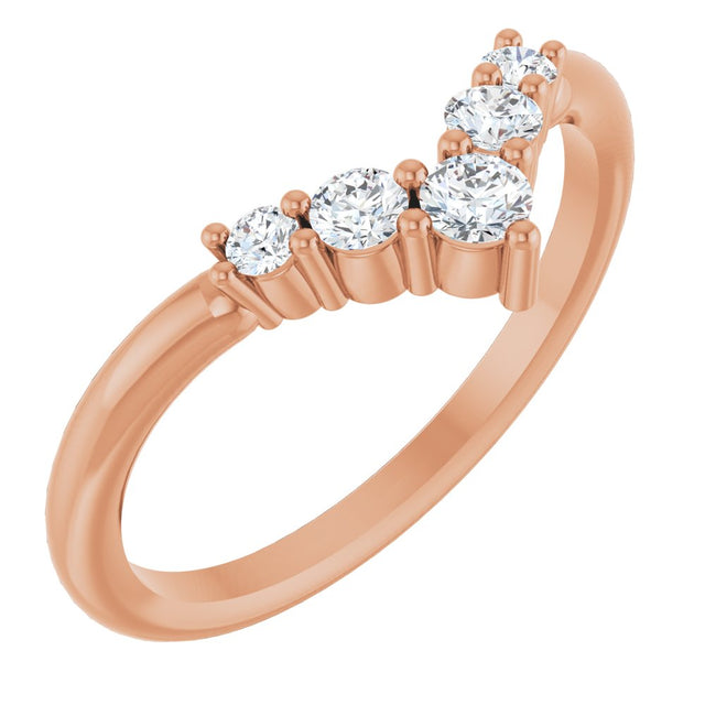 14K Rose 1/4 CTW Natural Diamond Graduated V Ring