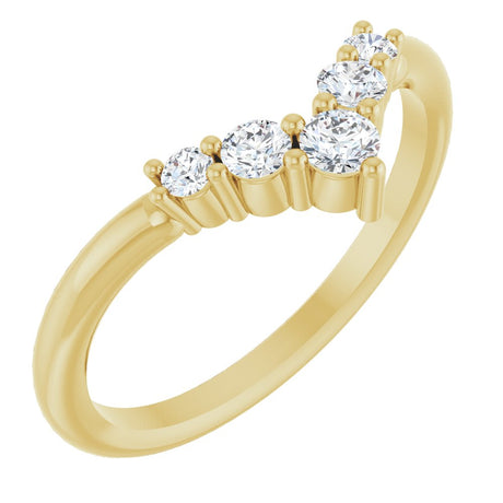 14K Yellow 1/4 CTW Natural Diamond Graduated V Ring