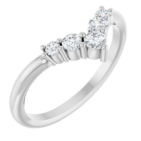 14K White Gold 1/4 CTW Natural Diamond Graduated V Ring