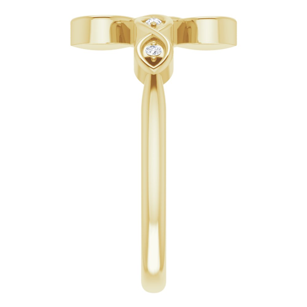 14K Yellow .05 CTW Natural Diamond Sideways Cross Ring