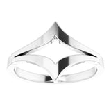 14K White Negative Space V Ring