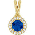 14K Yellow Gold Natural Blue Sapphire & 1/10 CTW Natural Diamond Pendant