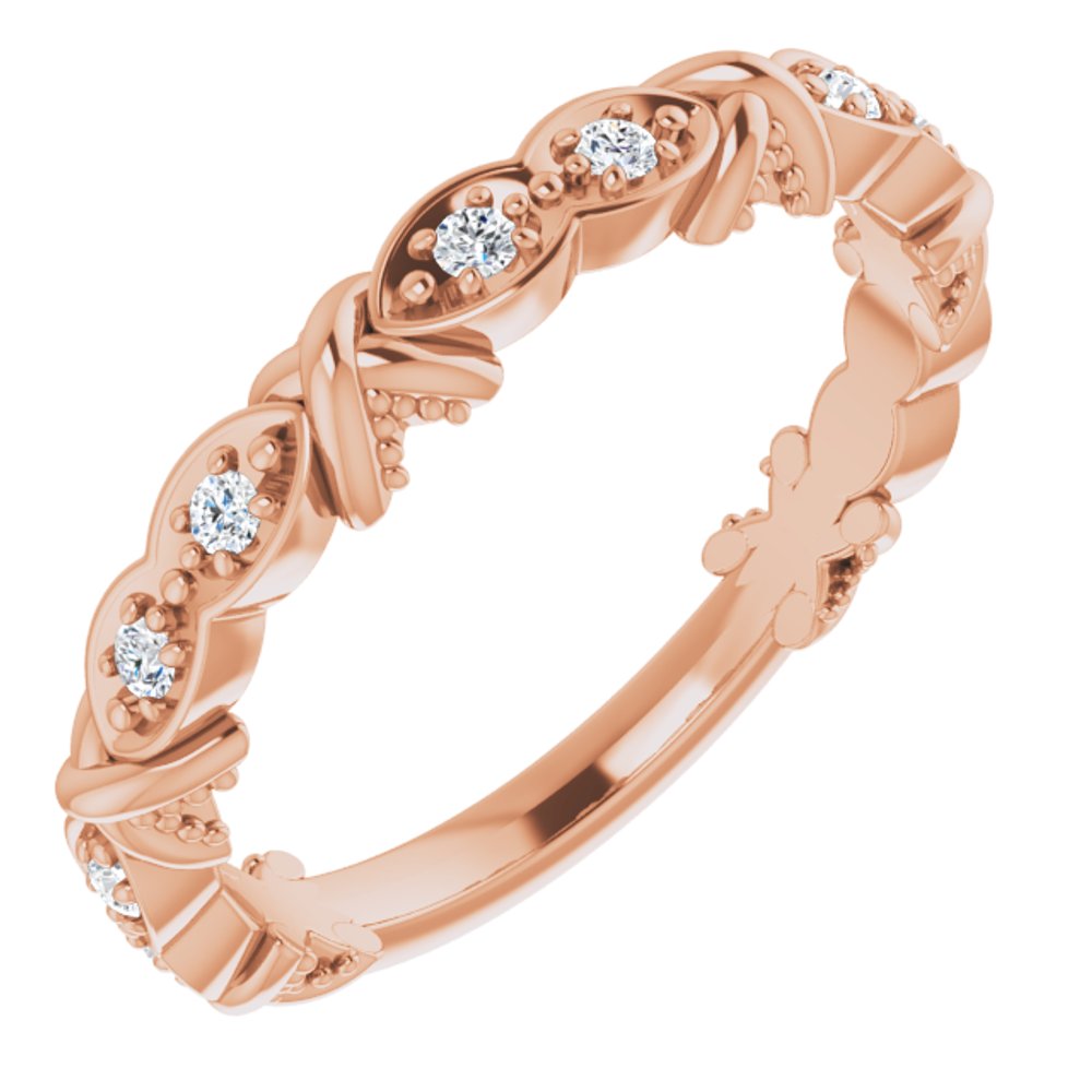 14K Rose 1/8 CTW Natural Diamond Anniversary Band