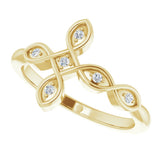 14K Yellow .05 CTW Natural Diamond Sideways Cross Ring