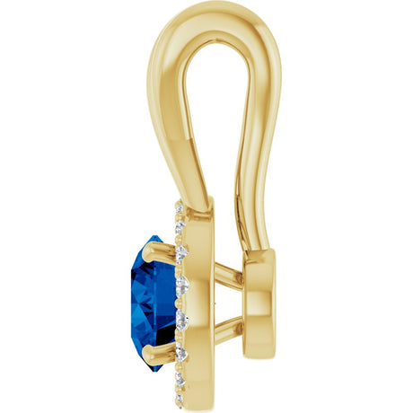 14K Yellow Gold Natural Blue Sapphire & 1/10 CTW Natural Diamond Pendant