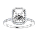 14K White 8 x 6 mm Emerald 3/8 CTW Lab-Grown Diamond Semi-Set Engagement Ring