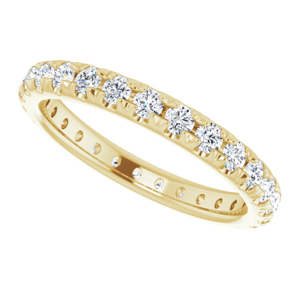 14K Yellow Gold 3/4 CTW French Set Natural Diamond Eternity Band Size 5