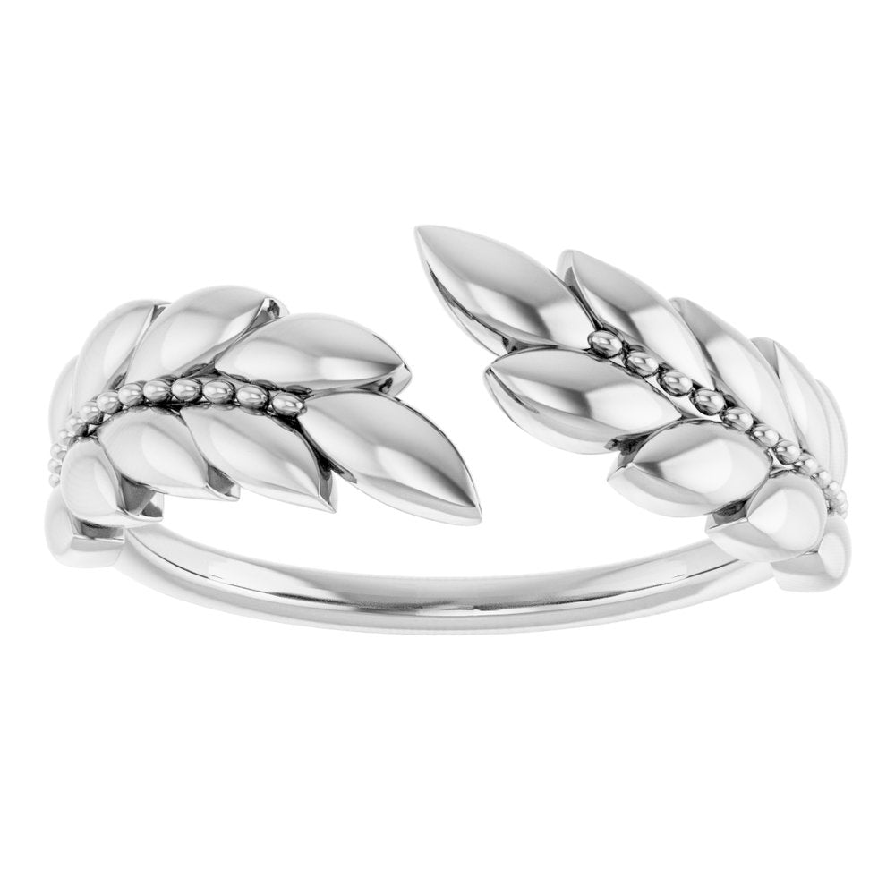 14K White Leaf Negative Space Ring