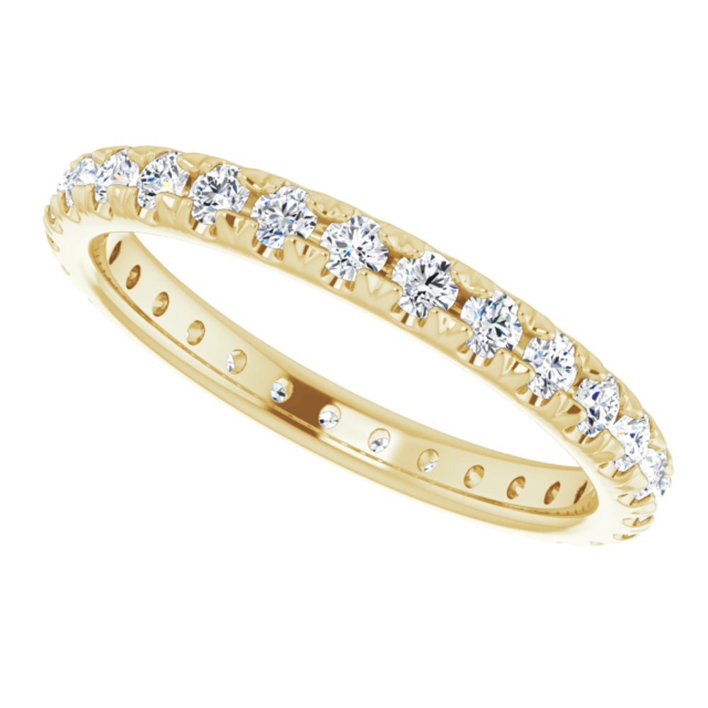 14K Yellow 3/4 CTW French Set Natural Diamond Eternity Band Size 7