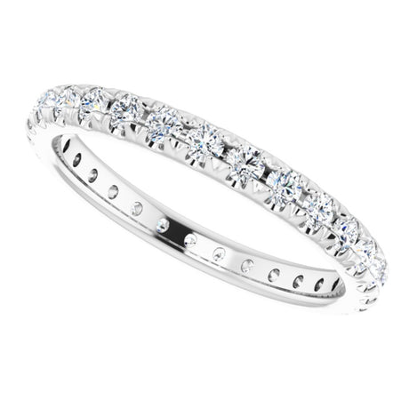 14K White 1/2 CTW  Natural Diamond French-Set Eternity Band