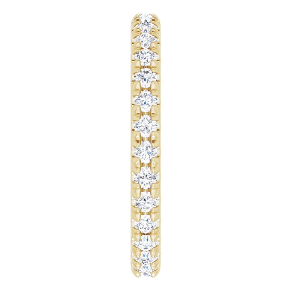 14K Yellow 1/2 CTW French Set Natural Diamond Eternity Band Size 7.5