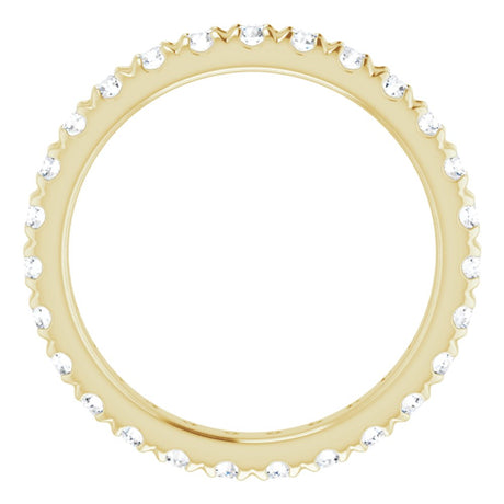 14K Yellow Gold 3/4 CTW French Set Natural Diamond Eternity Band Size 5