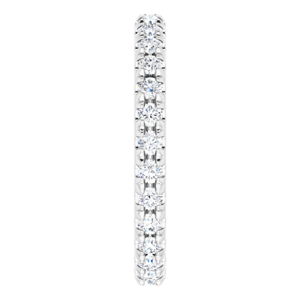 14K White Gold 1/2 CTW French Set Natural Diamond Eternity Band Size 6.5