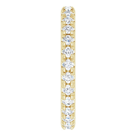 14K Yellow Gold 3/4 CTW French Set Natural Diamond Eternity Band Size 5.5