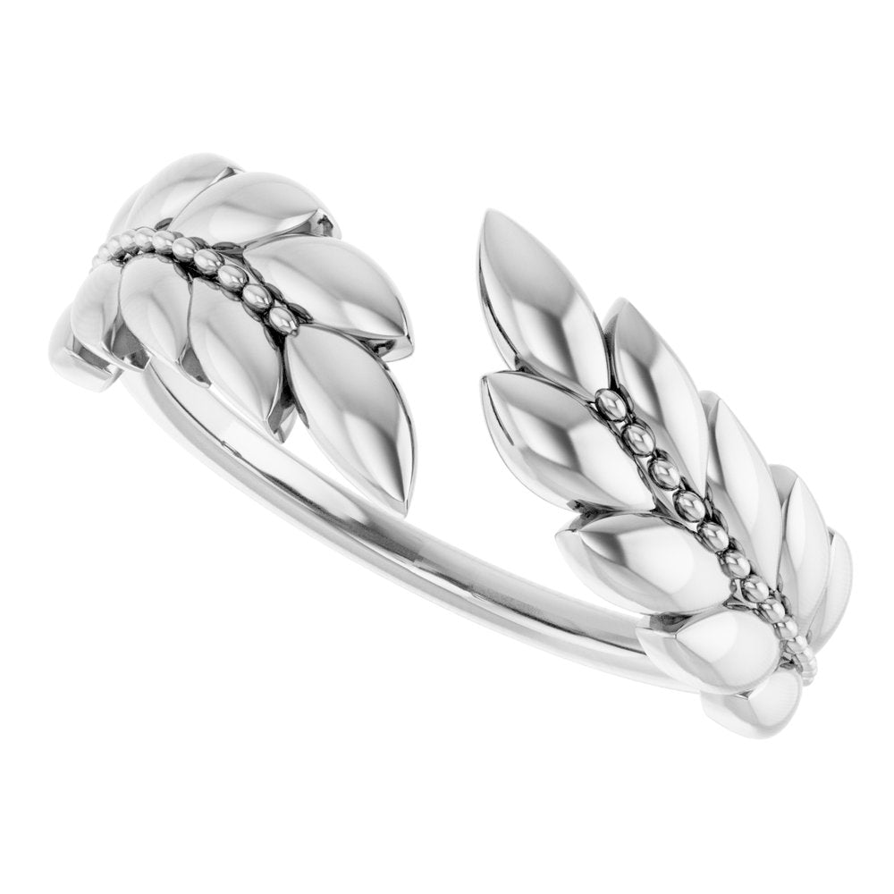 14K White Leaf Negative Space Ring