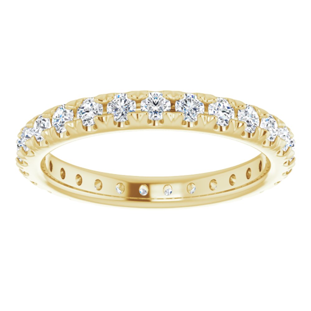 14K Yellow Gold 3/4 CTW French Set Natural Diamond Eternity Band Size 5