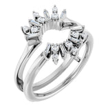 14K White Gold 1/3 CTW Natural Diamond Art Deco Baguette Ring Guard 