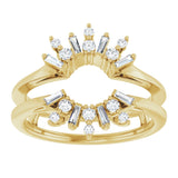14K Yellow 1/3 CTW Natural Diamond Art Deco Baguette Ring Guard