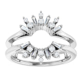 14K White Gold 1/3 CTW Natural Diamond Art Deco Baguette Ring Guard 
