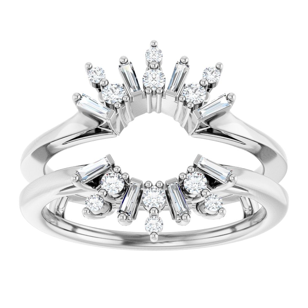 14K White Gold 1/3 CTW Natural Diamond Art Deco Baguette Ring Guard 