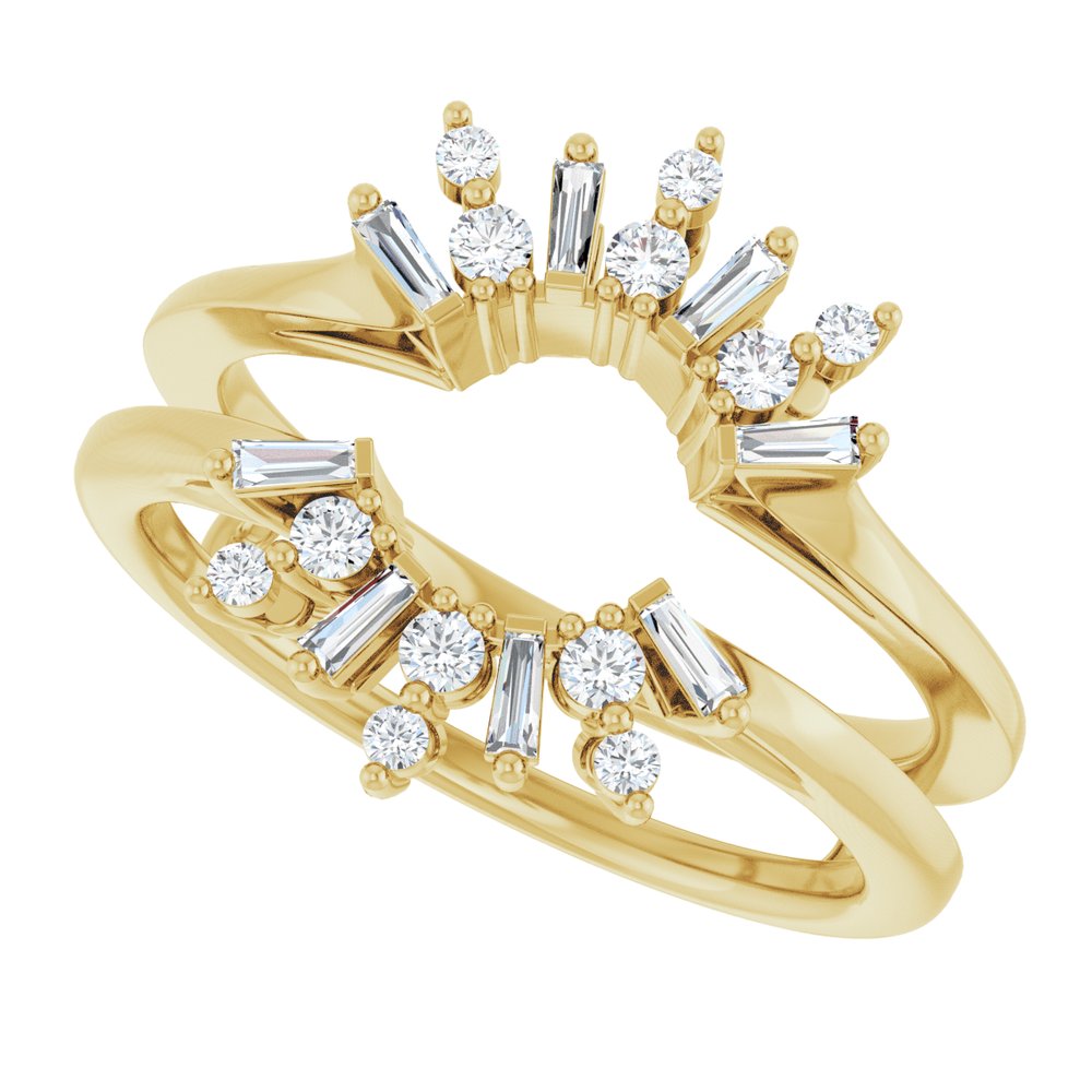 14K Yellow Gold 1/3 CTW Natural Diamond Art Deco Baguette Ring Guard 