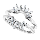 14K White Gold 1/3 CTW Natural Diamond Art Deco Baguette Ring Guard 