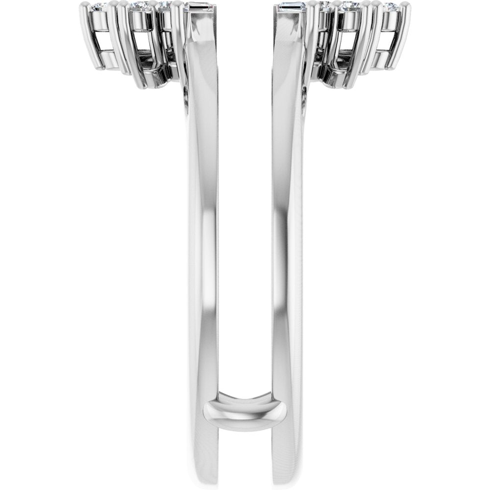 14K White Gold 1/3 CTW Natural Diamond Art Deco Baguette Ring Guard 