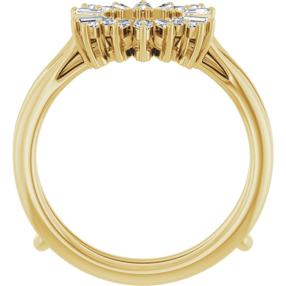 14K Yellow 1/3 CTW Natural Diamond Art Deco Baguette Ring Guard