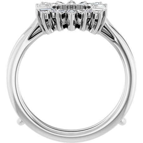14K White Gold 1/3 CTW Natural Diamond Art Deco Baguette Ring Guard 