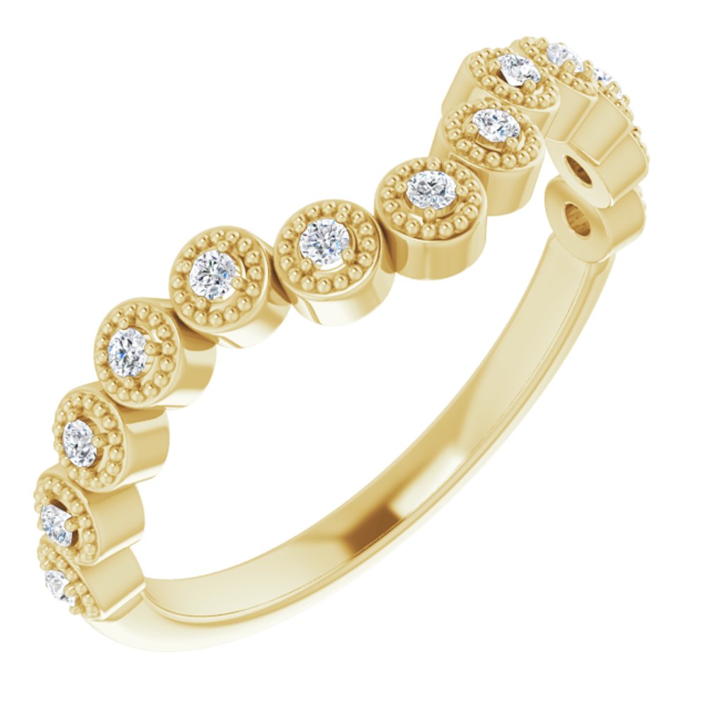 14K Yellow 1/8 CTW Natural Diamond Vintage-Inspired Contour Band