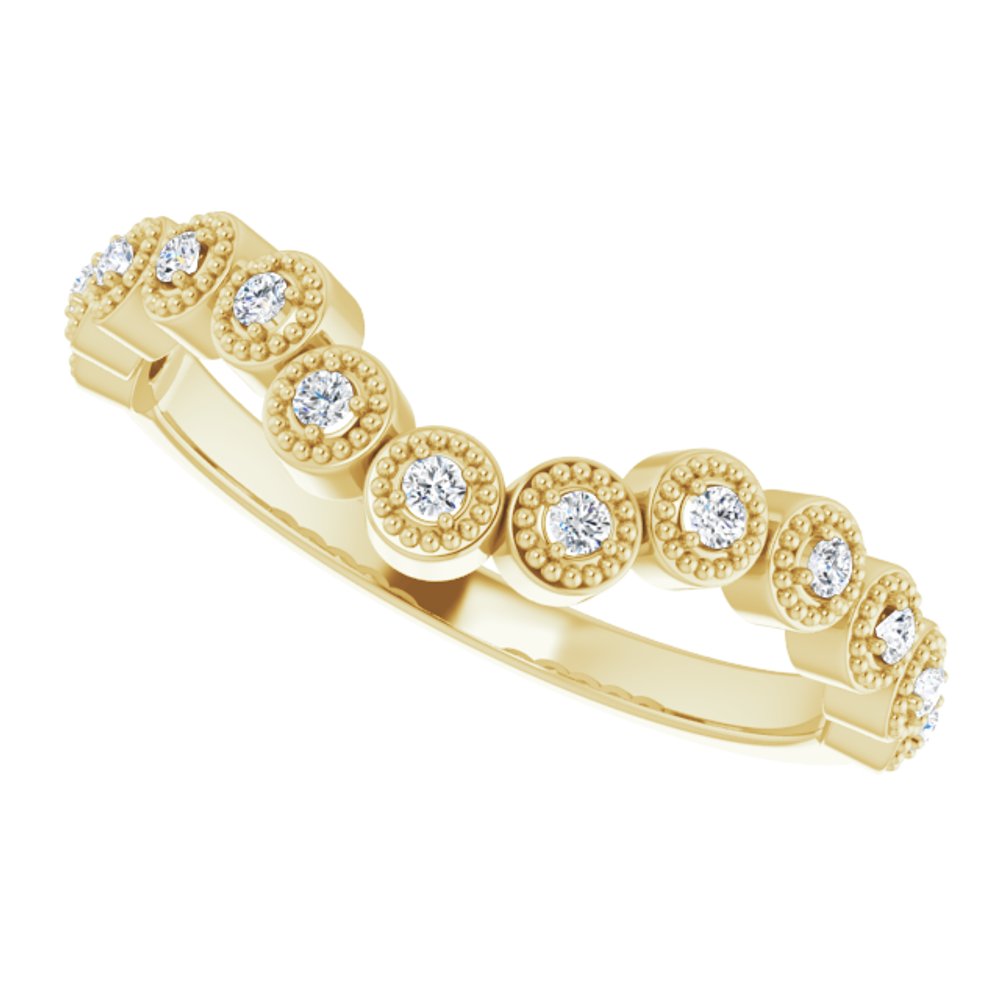 14K Yellow 1/8 CTW Natural Diamond Vintage-Inspired Contour Band