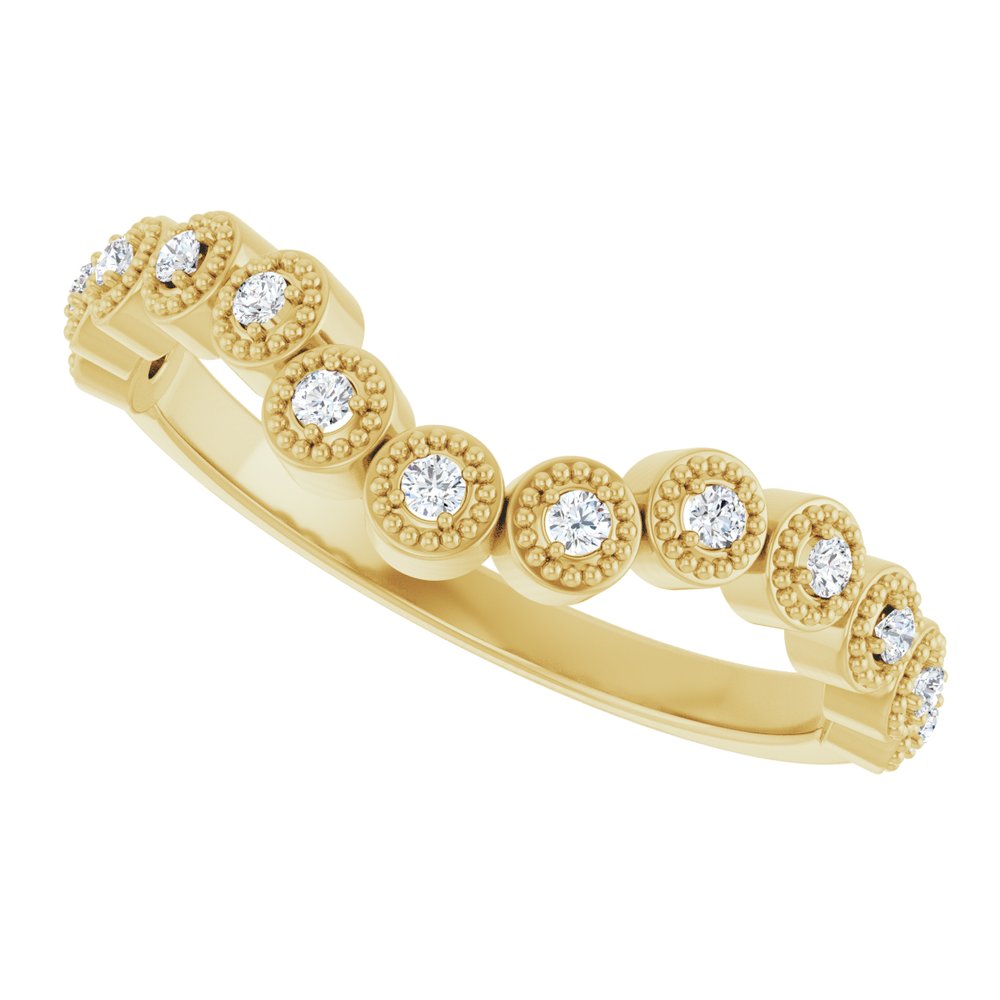 14K Yellow 1/8 CTW Natural Diamond Vintage-Inspired Contour Band